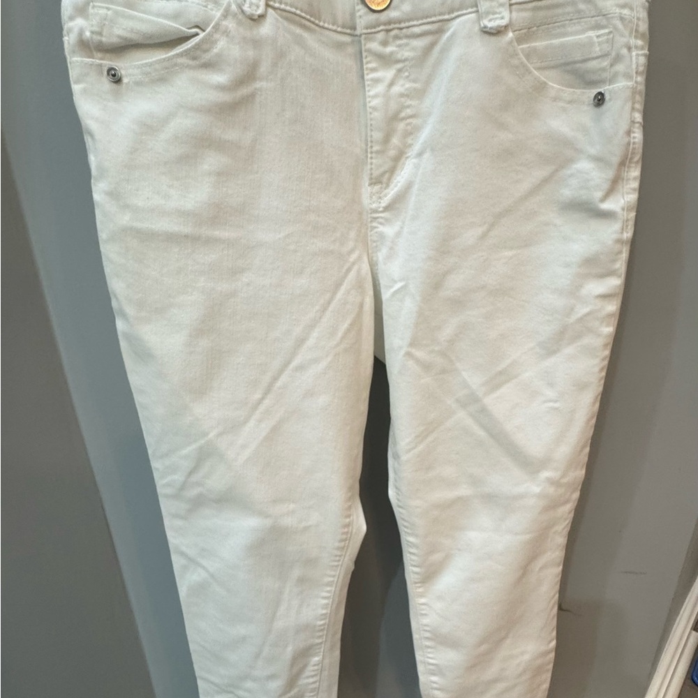 Democracy White Ankle Cropped Jeans